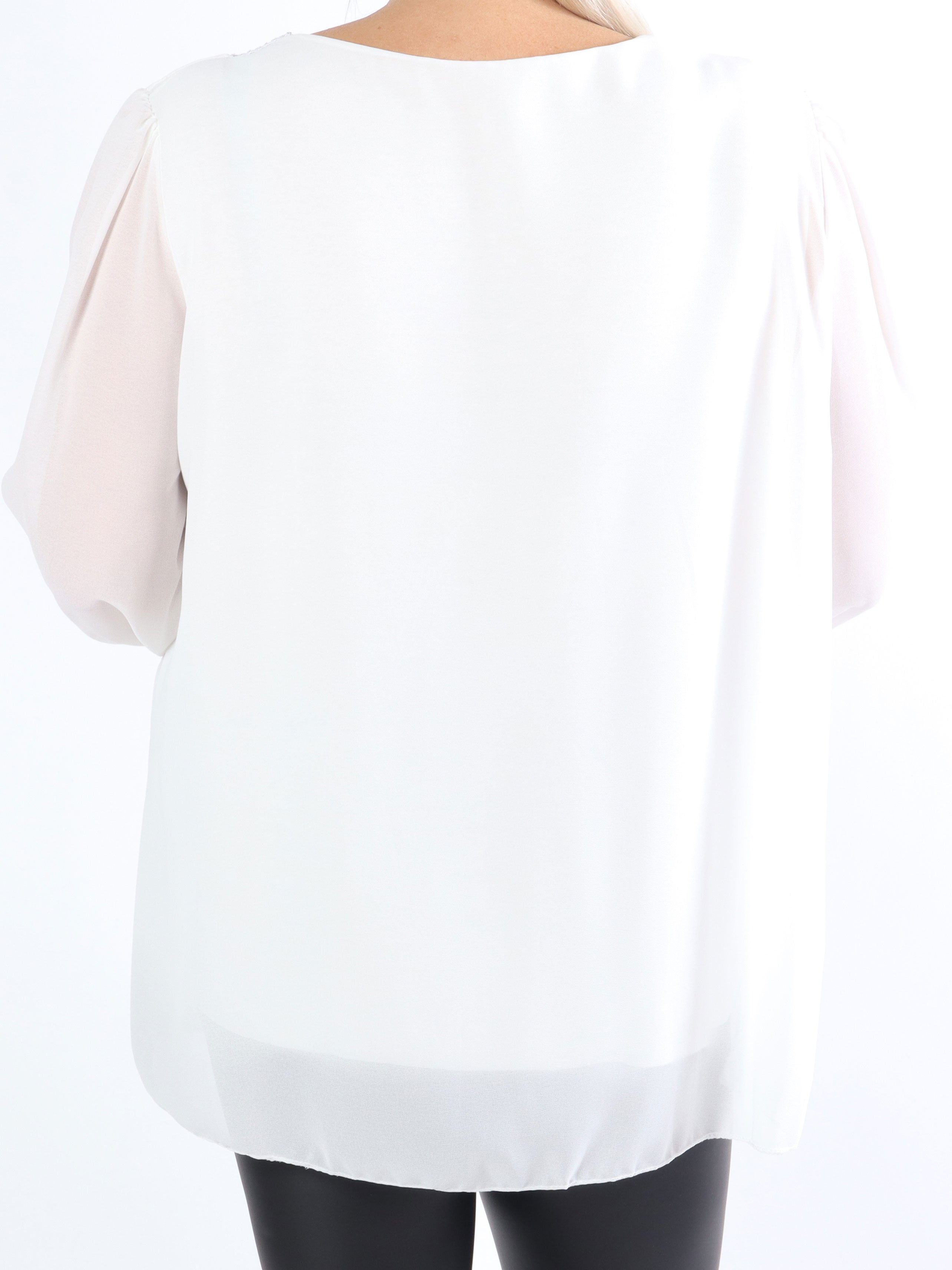 Nellike - Plus size tunika i chiffong med paljetter